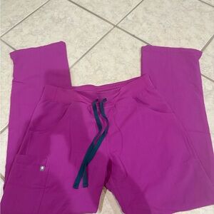 Figs Women's Track Pants in Purple with Teal Accents